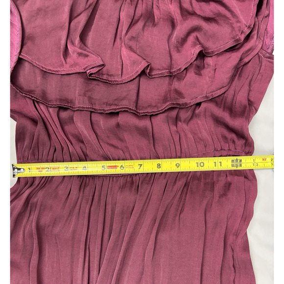 She + Sky Tiered Ruffle Maxi Dress Size M Wine On/Off Shoulder Boho Romantic - Picture 11 of 16